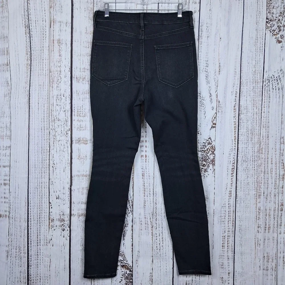 ATHLETA 10 Black Sculptek Metallic Stripe Jeans‎ Ultra High Rise Skinny Stretch